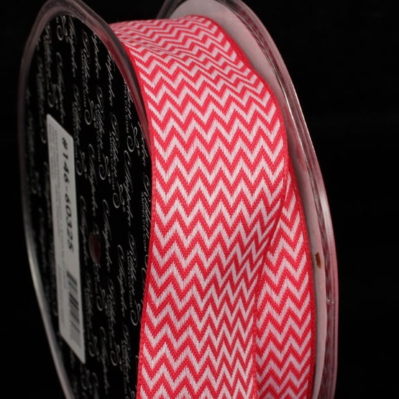 The Ribbon People Red and White Chevron Wired Craft Ribbon 1.5" x 54 Yards