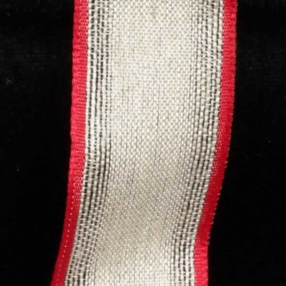 The Ribbon People Red and White Edged French Wired Craft Ribbon 1.25" x 22 Yards