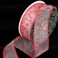 thumbnail image 1 of The Ribbon People Red and White Flocked Heart Wired Craft Ribbon 2.5" x 40 Yards, 1 of 2