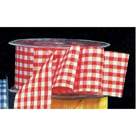 The Ribbon People Red and White Gingham Cut Edge Ribbon 1.5" x 132 Yards