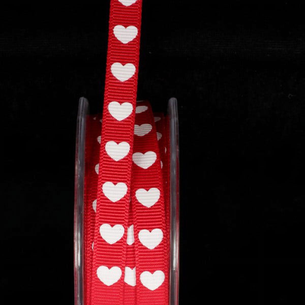 The Ribbon People Red and White Heart Craft Ribbon 0.25" x 108 Yards