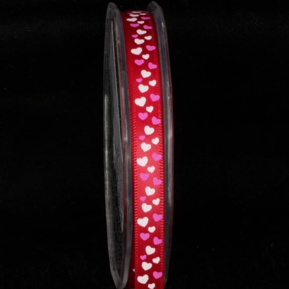 The Ribbon People Red and White Hearts Wired Craft Ribbon 0.25" x 108 Yards