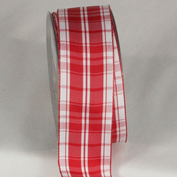 The Ribbon People Red and White Summertime Check Pattern Wired Craft Ribbon 1.5" x 27 Yards