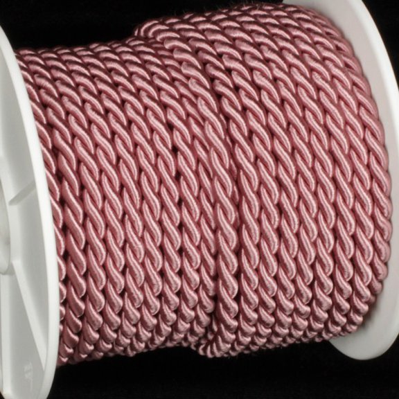 Rose Pink Braided Cording Wired Craft Ribbon 0.25" x 27 Yards