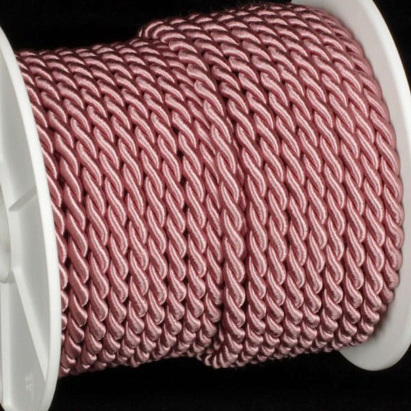 Rose Pink Braided Cording Wired Craft Ribbon 0.25" x 27 Yards