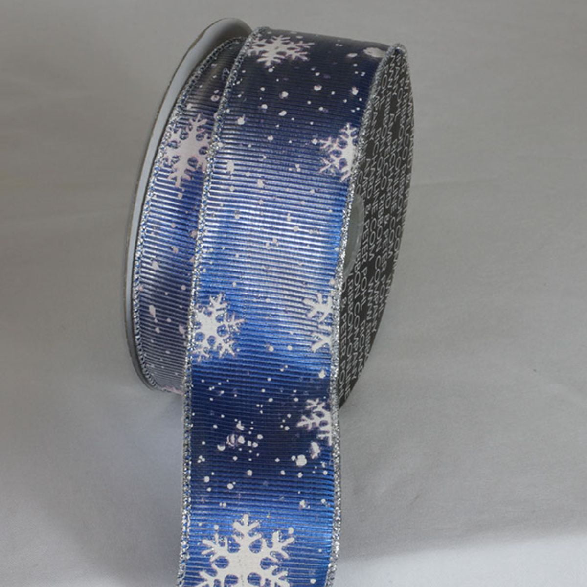 The Ribbon People Royal Blue and White Snowflakes Wired Craft Ribbon 2 ...