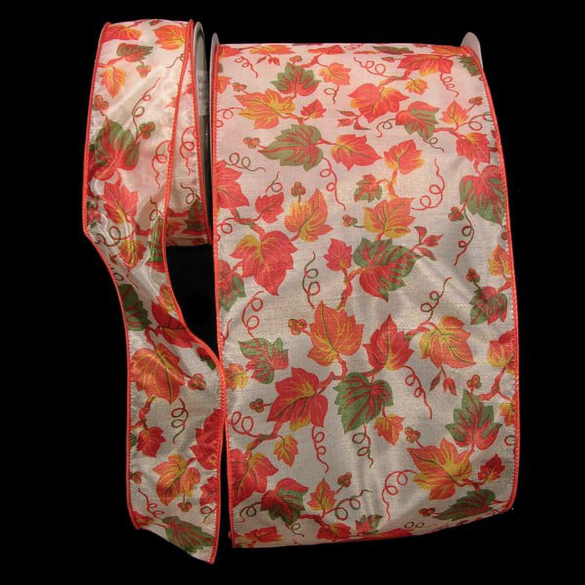 Falling Ribbon Single The Ribbon People Semi Sheer Red and White Falling Leaf Wired Craft ...