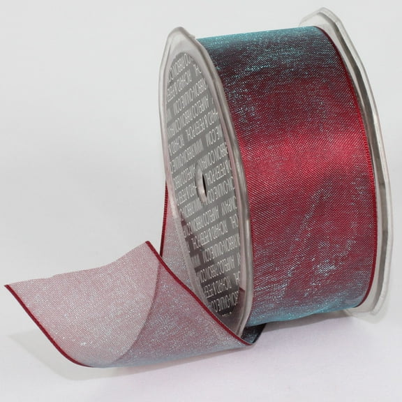 The Ribbon People Sheer Cranberry Crystal Wired Edge Craft Ribbon 1.5" x 27 Yards