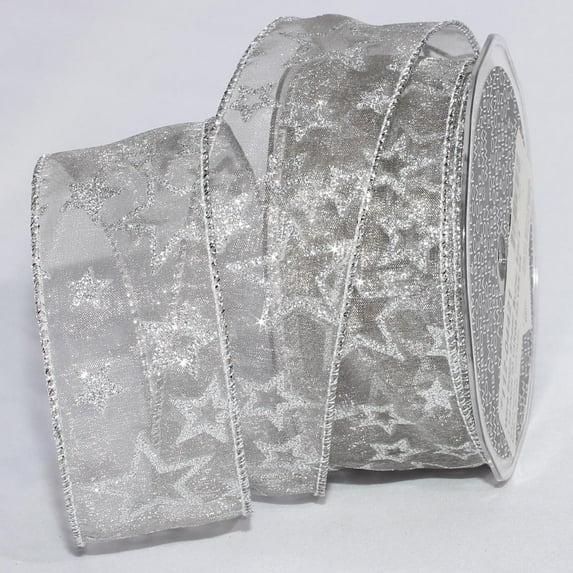 Sheer Grey Shimmering Super Star Wired Craft Ribbon 1.5" x 40 Yards