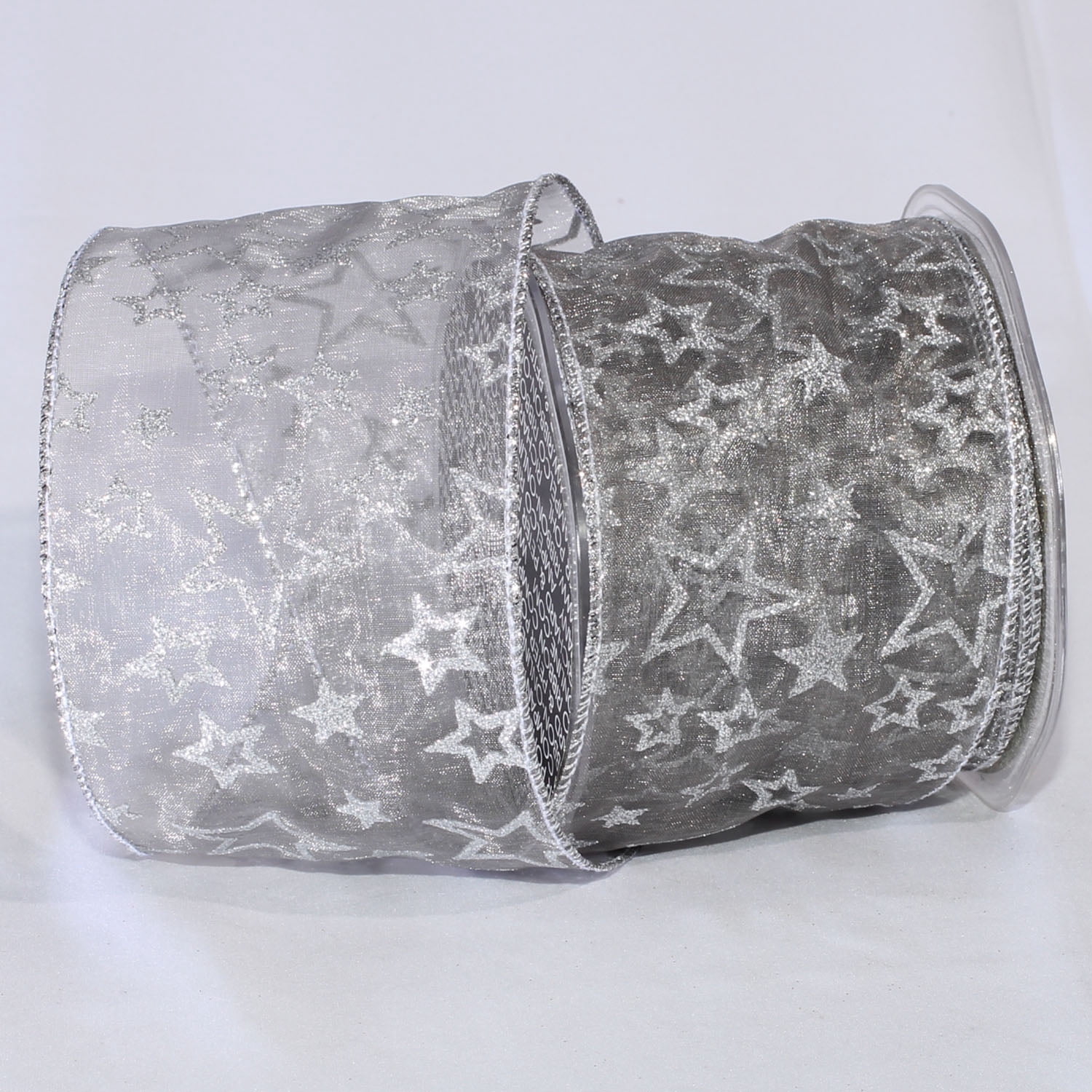 Sheer Grey Shimmering Super Star Wired Craft Ribbon 3