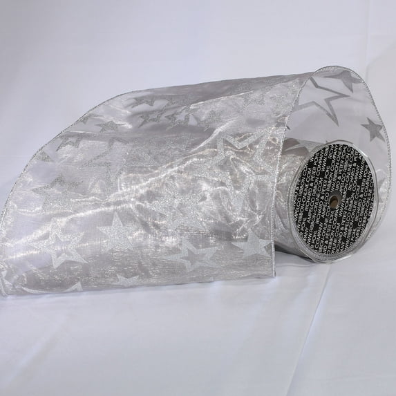 Sheer Grey Shimmering Super Star Wired Craft Ribbon 9" x 20 Yards