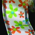 thumbnail image 1 of The Ribbon People Sheer White and Orange Floral Wired Craft Ribbon 1.5" x 27 Yards, 1 of 1