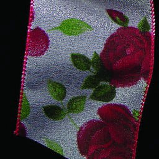 The Ribbon People Sheer White and Red Beautiful Roses Wired Craft ...