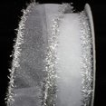 thumbnail image 1 of The Ribbon People Sheer White and Silver Fuzzy Edge Wired Craft Ribbon 6" x 20 Yards, 1 of 2