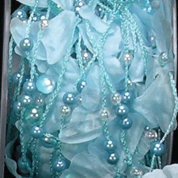 The Ribbon People Shimmering Blue Crystal Beads and Butterflies Wired Craft Ribbon 17 Yards
