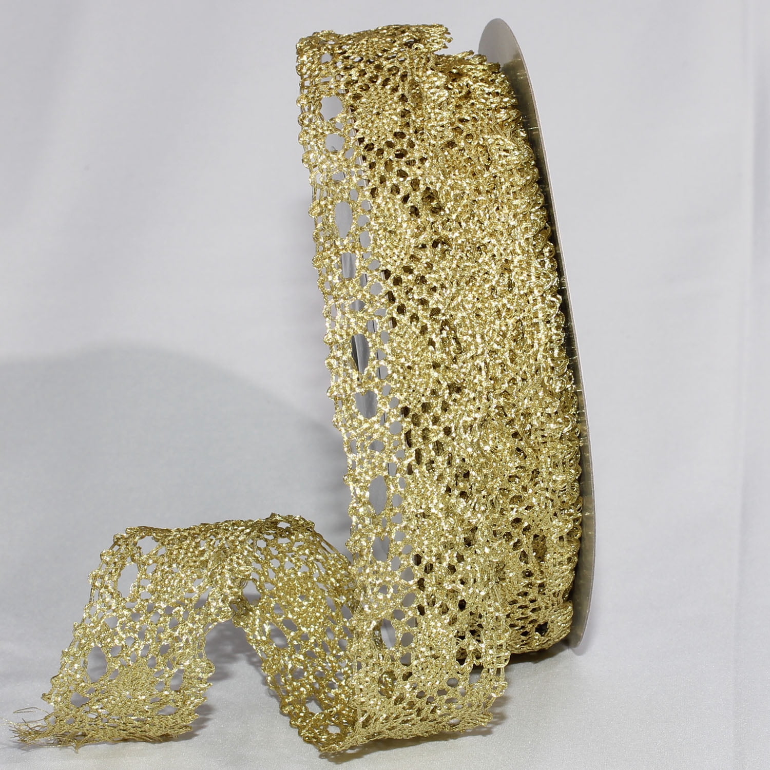 Shimmering Gold Metallic Lace Craft Ribbon 1.25