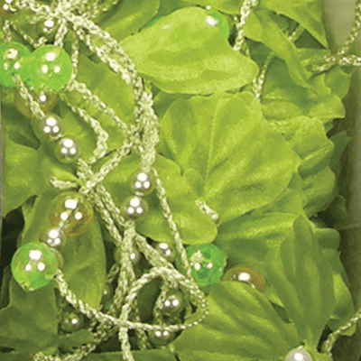 The Ribbon People Shimmering Green Crystal Beads and Butterflies Wired Craft Ribbon 17 Yards