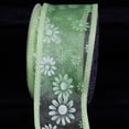 thumbnail image 1 of The Ribbon People Shimmering Green and White Flower Wired Craft Ribbon 2.5" x 40 Yards, 1 of 2