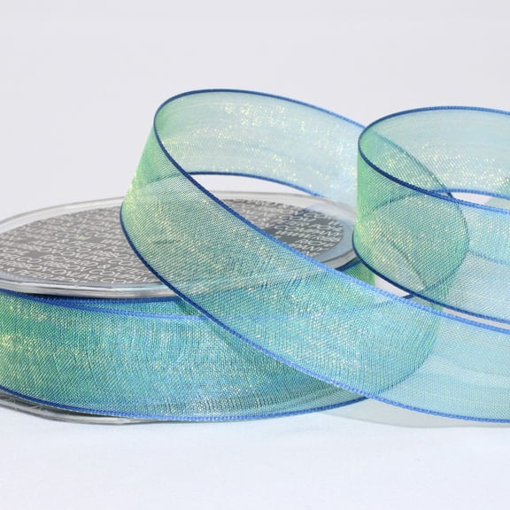 The Ribbon People Shimmering Ice Blue Crystal Wired Edge Craft Ribbon 1" x 54 Yards