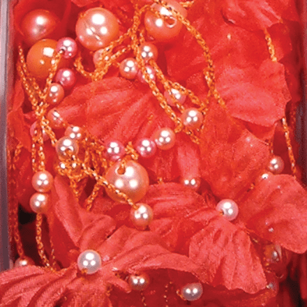 The Ribbon People Shimmering Red Crystal Beads and Butterflies Wired Craft Ribbon 17 Yards