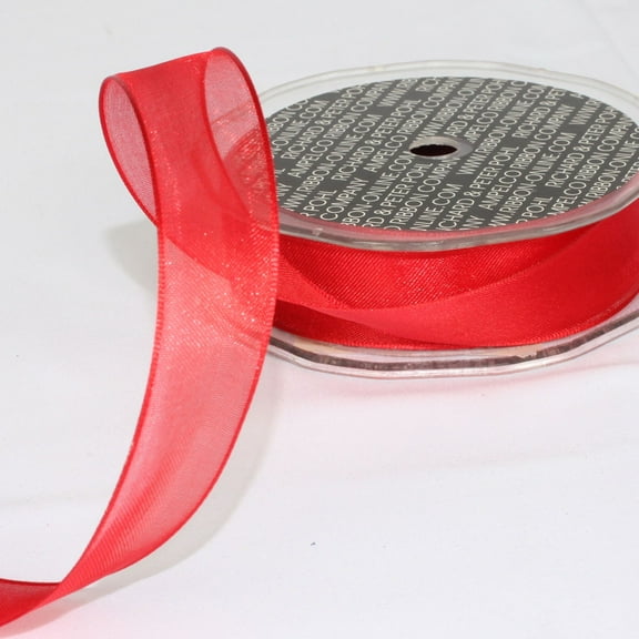 The Ribbon People Shimmering Red Crystal Wired Edge Craft Ribbon 1" x 54 Yards