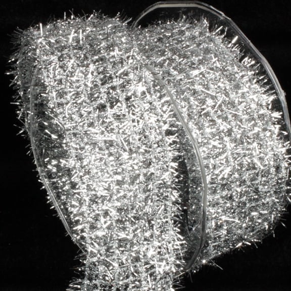 The Ribbon People Silver Fuzzy Open Weave Wired Craft Ribbon 1.75" x 40 Yards