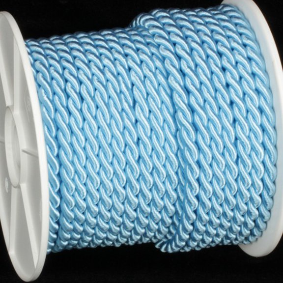 Sky Blue Braided Cording Wired Craft Ribbon 0.25" x 27 Yards