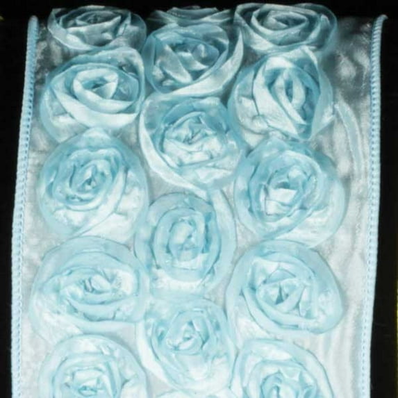The Ribbon People Sky Blue Floral Wired Craft Ribbon 4" x 10 Yards