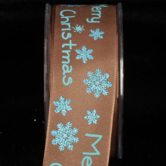 The Ribbon People Sparkling Brown and Blue Snowflakes Wired Craft Ribbon 1.5" x 27 Yards