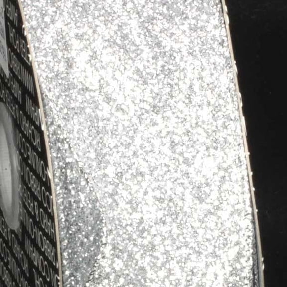 Premium Sparkling Silver Wired Glitter Craft Ribbon 2" x 40 Yards