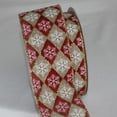 thumbnail image 1 of The Ribbon People Tan Brown and Red Christmas Snowflakes Ribbed Wired Craft Ribbon 2.5" x 20 Yards, 1 of 2