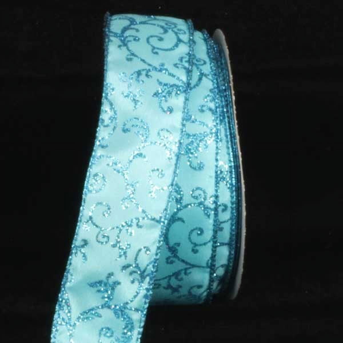 The Ribbon People Turquoise Blue Filigree Wired Craft Ribbon 1.5