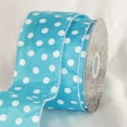 thumbnail image 1 of The Ribbon People Turquoise Blue and White Polka Dots Printed Wired Craft Ribbon 2.5" x 40 Yards, 1 of 2