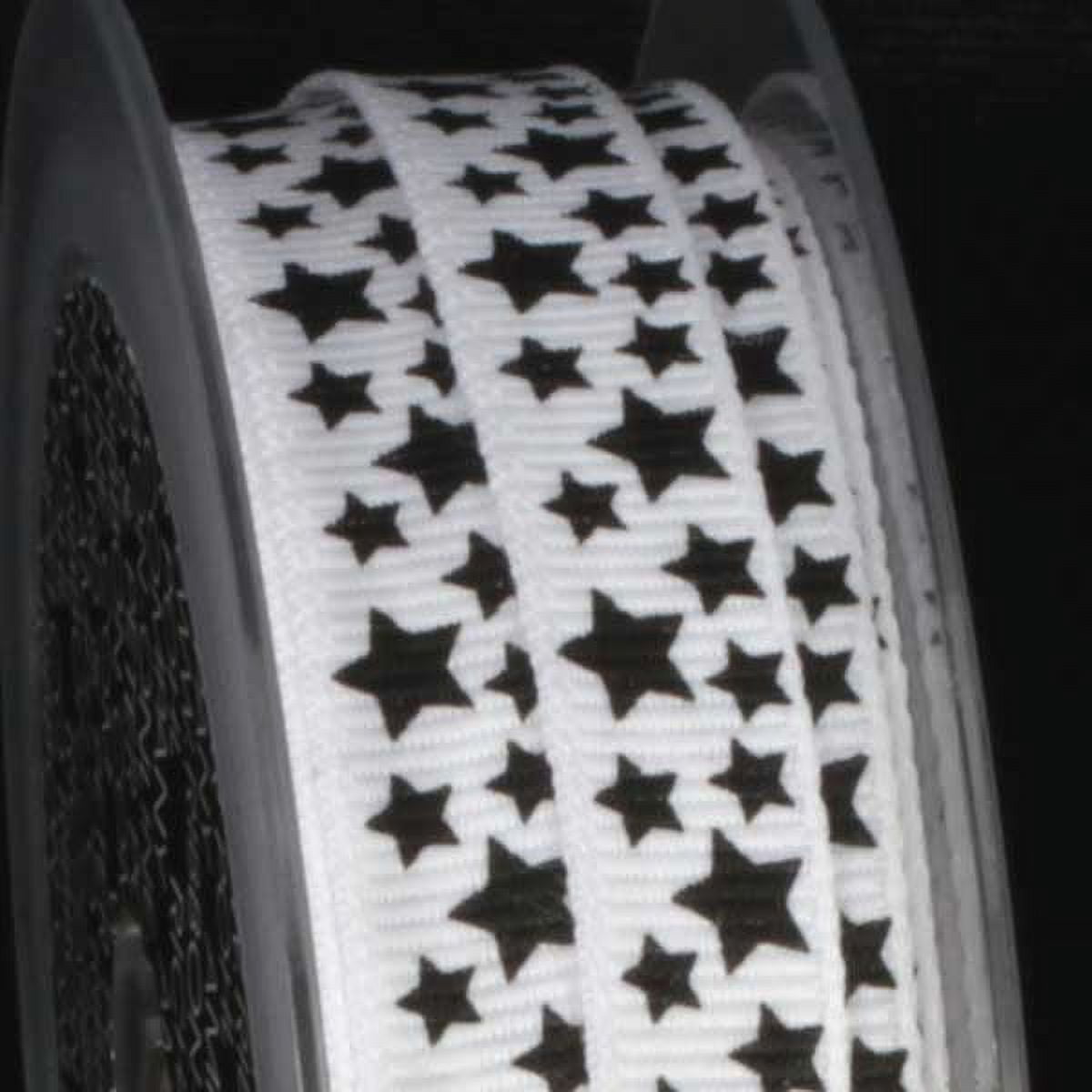 The Ribbon People White Cosmic Capri Star Print Craft Ribbon 0.25