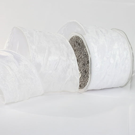 The Ribbon People White Crinkled Satin Wired Craft Ribbon 3" x 27 Yards