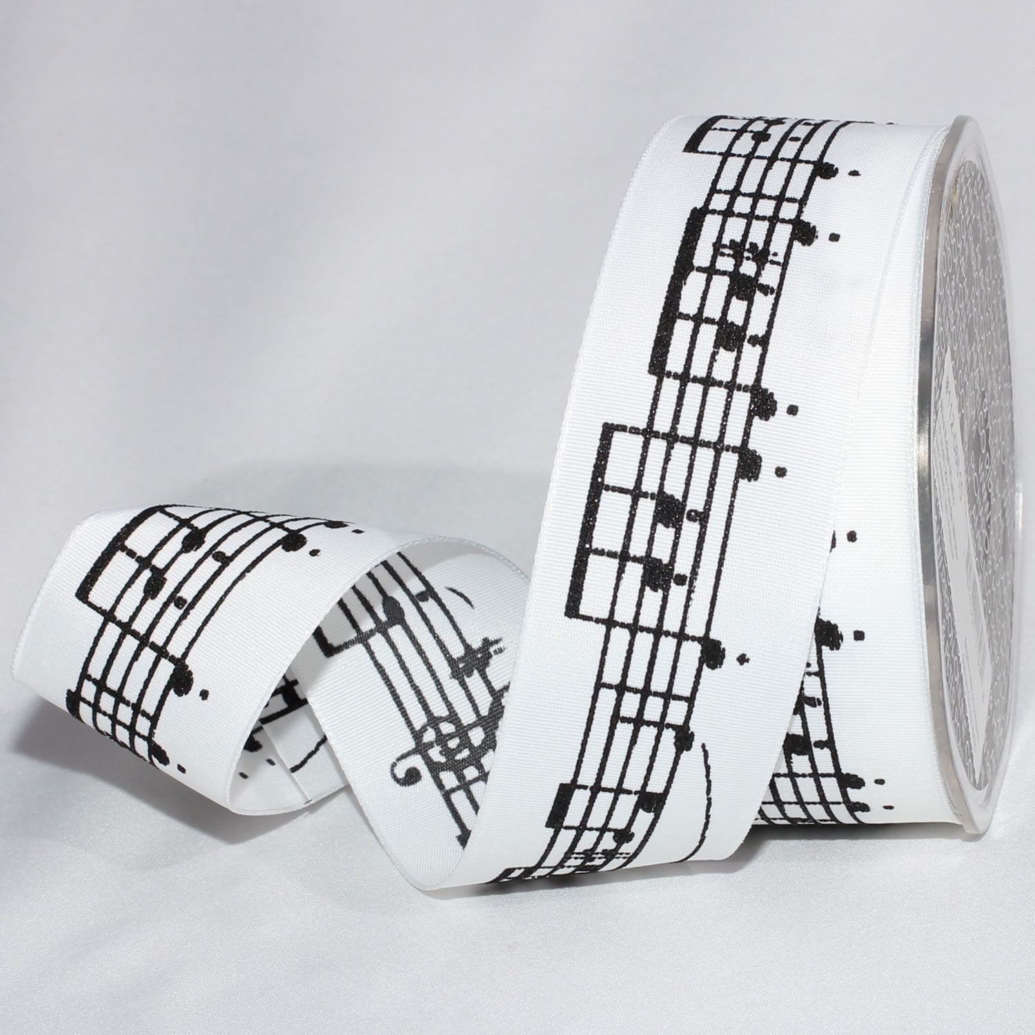 Note With A Ribbon White Music Note Print Wired Craft Ribbon 1.5
