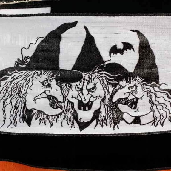 The Ribbon People White and Black Grove Witches Wired Craft Ribbon 2.5" x 20 Yards
