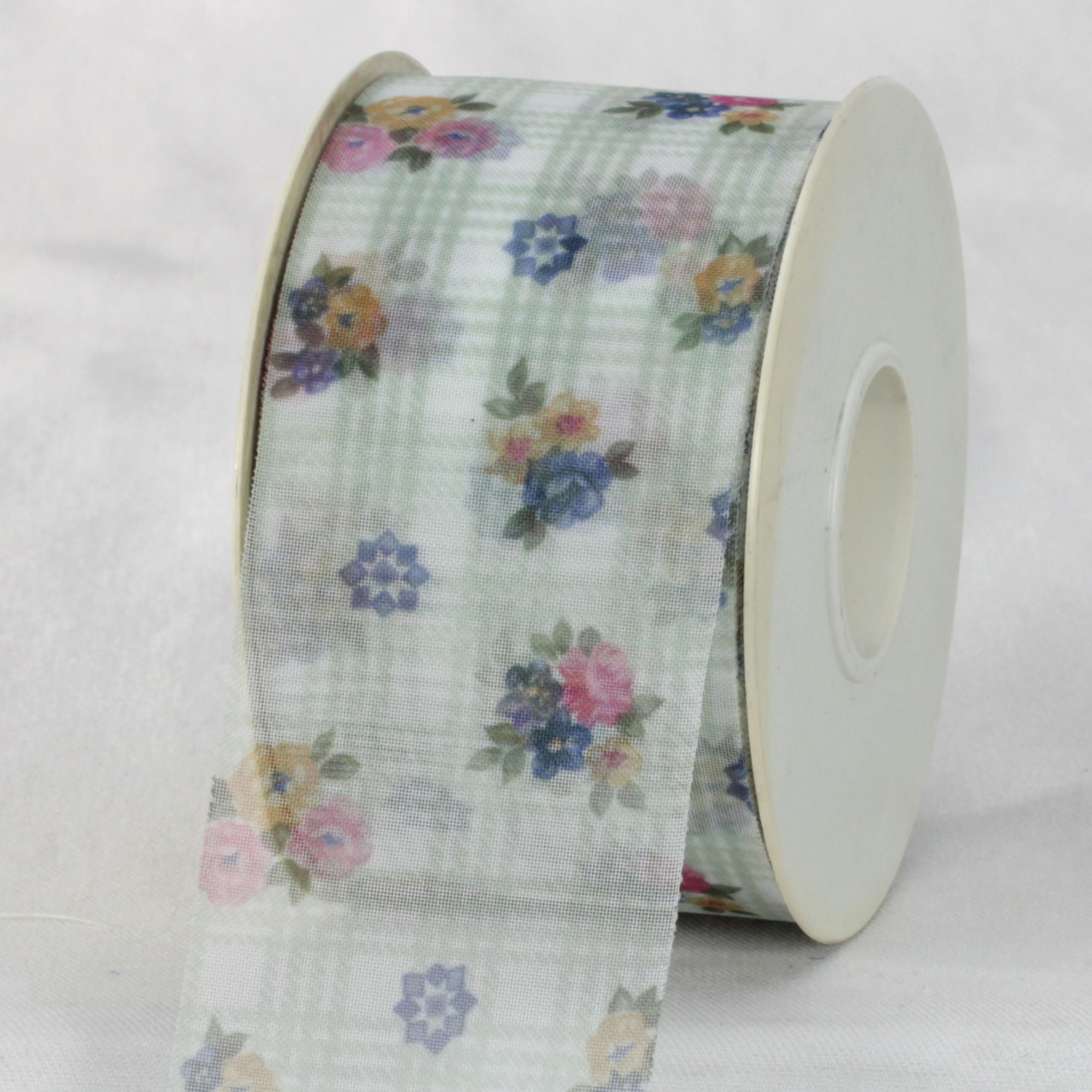 The Ribbon People White and Blue Floral Craft Ribbon 2