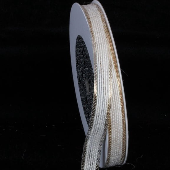 The Ribbon People White and Gold Edge Wired Craft Ribbon 0.5" x 80 Yards
