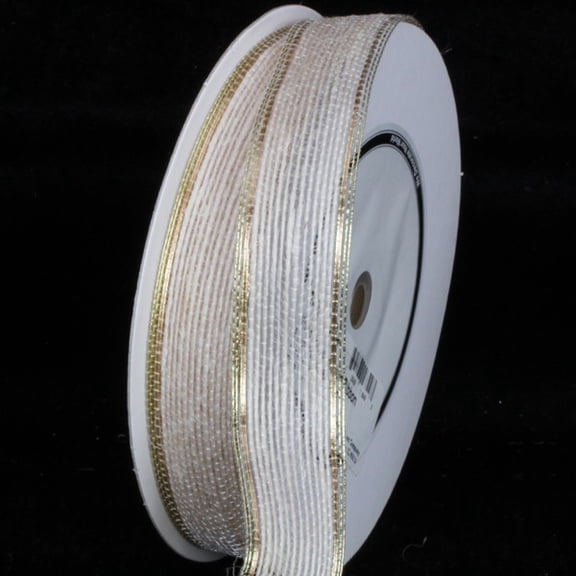 The Ribbon People White and Gold Edge Wired Craft Ribbon 1" x 80 Yards