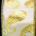 thumbnail image 1 of The Ribbon People White and Gold Paisley Wired Craft Ribbon 3" x 20 Yards, 1 of 2