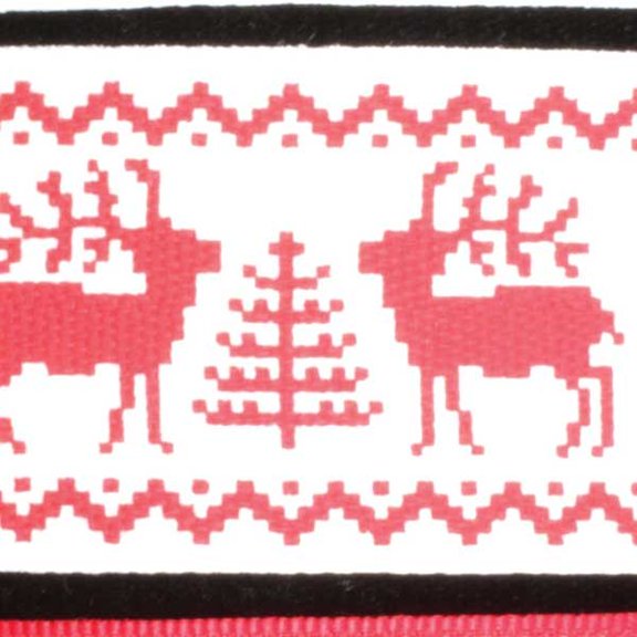 The Ribbon People White and Red Sweden Elk Wired Craft Ribbon 1.5" x 27 Yards
