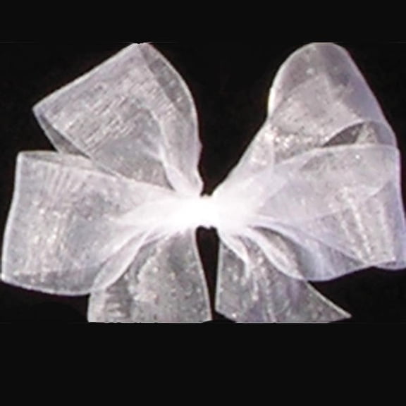 The Ribbon People White and Silver Organdy Craft Ribbon 1" x 110 Yards