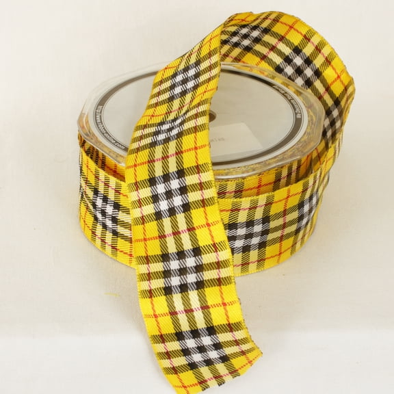 The Ribbon People Yellow-Burry Woven Taffeta Wired Craft Ribbon 0.5" x 27 Yards