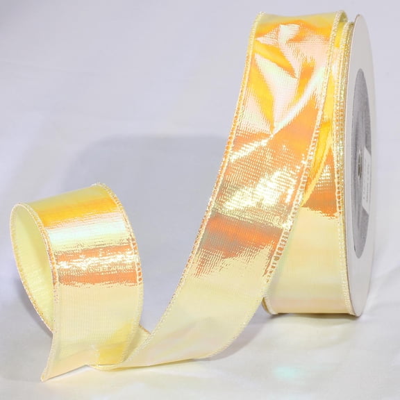 The Ribbon People Yellow Contemporary Iridescent Wired Craft Ribbon 1.5" x 54 Yards
