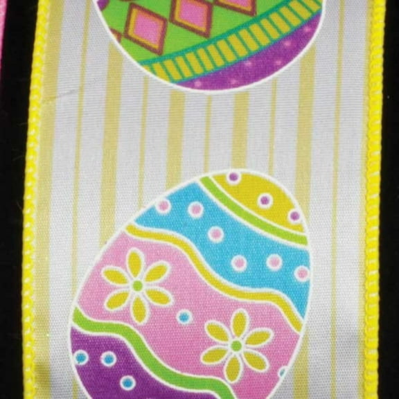 The Ribbon People Yellow Easter Eggs Wired Craft Ribbon 2.5" x 40 Yards