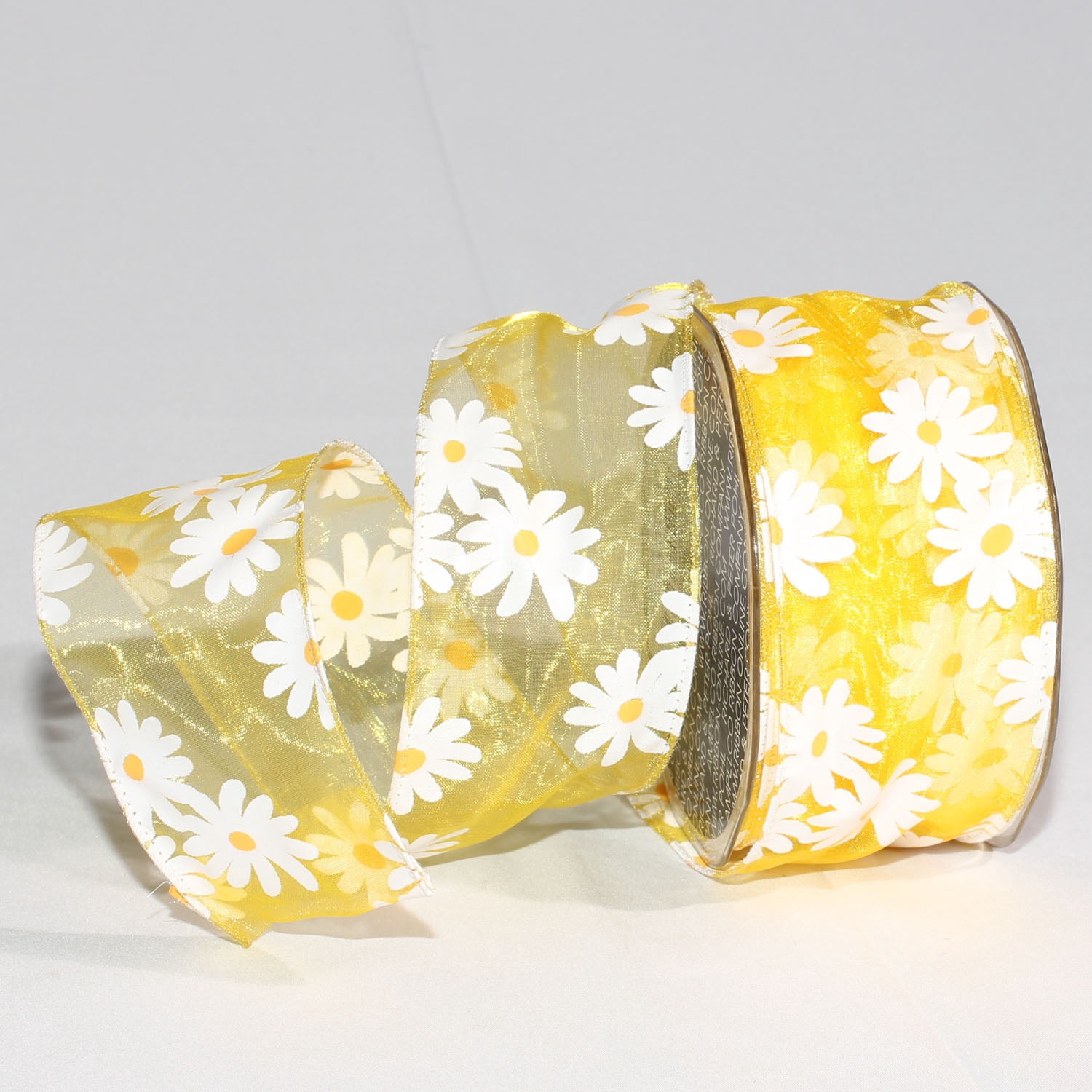 Organdy Ribbion The Ribbon People Yellow Organdy with Daisy Print Wired Craft Ribbon 2 ...