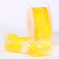 thumbnail image 1 of The Ribbon People Yellow Sheer Organza Spring Flowers Craft Ribbon 1.5" x 50 Yards, 1 of 2