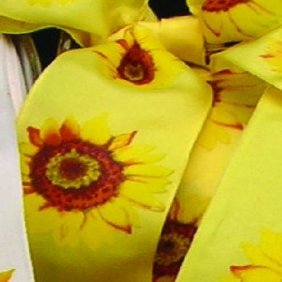 The Ribbon People Yellow Sunflower Print Wired Craft Ribbon 2.5