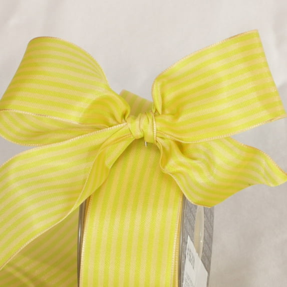 The Ribbon People Yellow and Green Striped Wired Craft Ribbon 1.5" x 54 Yards